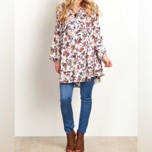 Umgee Floral Flowy Tunic Blouse
